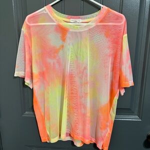 Socialite Colorful Tie-Dye Mesh Top